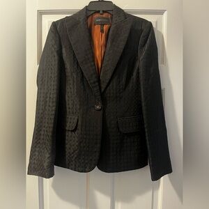 BCBGMaxAzria Textured Black Blazer with Orange Lining